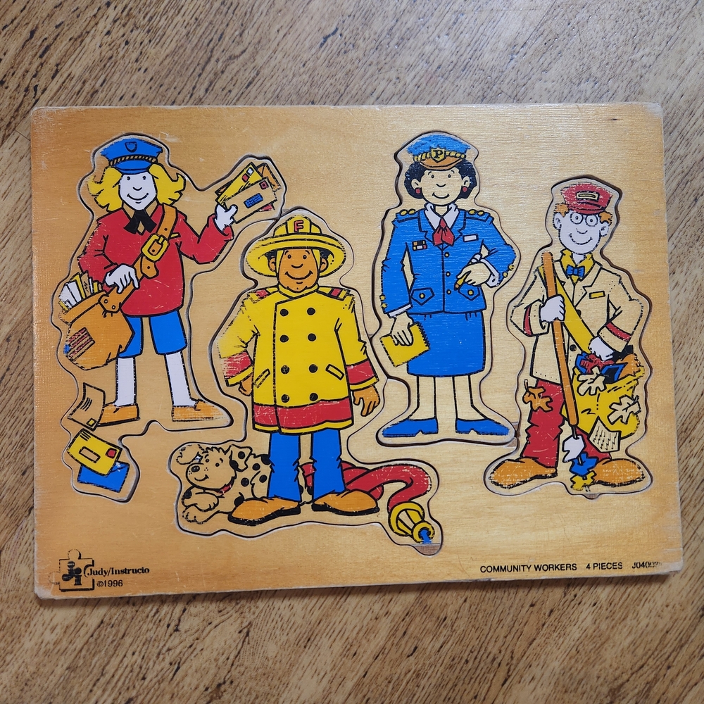 Colorful Community Workers Wooden Puzzle